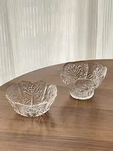 花びら浮彫りガラス デザートボウル 家庭用 アイスクリーム ハードクリア 高級感
