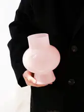 モダンシンプルガラス花瓶【レトロ風・クリームカラー・リビング・ダイニング用装飾】