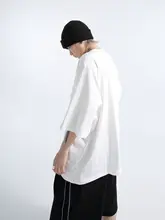 涼感水滑棉のオーバーサイズ七分袖Tシャツ【シンプルデザイン・ゆったりフィット】