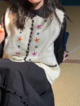カーディガン フック花 ニットベスト レディース 春 シンプル 可愛い 小柄 外套