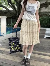 ミモレ丈 フレアスカート レディース 水玉 フリル ゆったり 韓流 きれいめ 上品 着回し 夏 「hollyii」