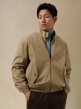 精梳コットン カーキ色 ジャケット【春秋用・男性・ショート・カジュアル】