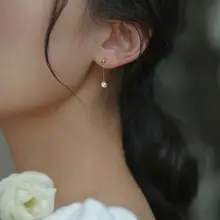 14Kゴールドコーティング 珍珠イヤリング【女性用・長款・耳栓型・インスタ映え】