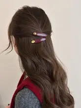 クラシックデザインのパール付き一字ダックビルクリップ【前髪・サイド用】