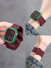 スマートウォッチ用バンド Apple Watch Series 11 10 9 SE 対応 マグネット式 スポーツ ケース一体型 レディース 夏 おしゃれ 上品