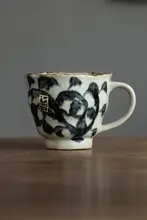 日本製 レトロ風 手作りコーヒーカップ【カップルに最適・陶製・午後のお茶用】