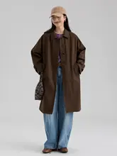 春季新作 無地 天絲トレンチコート【女性用・ゆったり・ロング丈・シングルボタン】