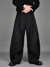 リラクシーなシルエットのワイドレッグパンツ【メンズ・ダークスタイル・ハーレムパンツ】（セットアップ対応）