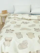 かわいいデザイン！小犬の全棉ベッドカバー【感・ふわふわ・シングル用】