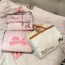 かわいい旅行用収納バッグ【学生向け・大容量・仕切り付き・ハンギングタイプ・折りたたみ】