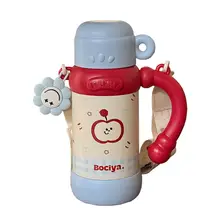 可愛いキャラクターの子供用保温マグ【316ステンレス製・デザイン二重飲み口・携帯用ストロー付き】