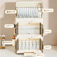 便利な収納！プラスチック製の蓋付き食器置きラック【大容量・水切り機能付き】
