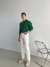 白色 細身ストレートデニムパンツ【メンズ・高品質・シンプルデザイン】