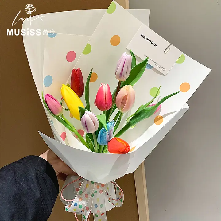 ドット柄フラワーラッピングペーパー【手作りDIY・ギフト・フラワーアレンジメント用】