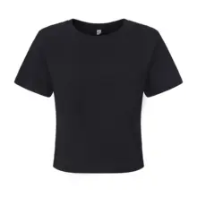 黒短袖Tシャツ【ペプラムデザイン・ハイウエスト・フィット感抜群・クロップド丈】
