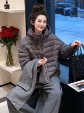 体型カバー効果抜群！グレーのゆったりとした冬用ダウンコート【極上の柔らかさ・スリムデザイン】