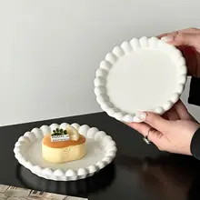 高級感のある陶製プレート【パールエッジ・フランス風・スイーツ＆デザート用】