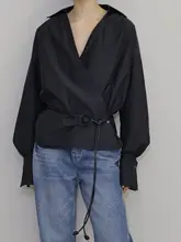 春季デザインの不規則なドレープ感シャツジャケット【シンプルスタイル・女性用】