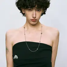 ロングチェーン 銀製ネックレス【軽やかで高級感のあるデザイン・デコルテラインにぴったり】