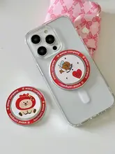 可愛らしい犬とクマのマグネット式スマホスタンド【伸縮・折りたたみ・粘着タイプ】