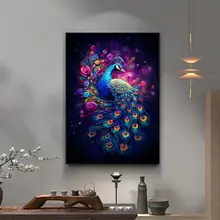 新中式デザインの孔雀壁画【入るときの玄関・リビング背景・廊下・階段用】