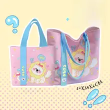 かわいいペットデザインのキャンバスバッグ【大容量・通勤・お弁当用・学生向け】