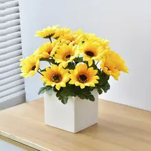 インテリアに最適！フェイクフラワー ハンドメイドのひまわりとバラの花束【デコレーション用】