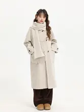 極上の柔らかさウールコート【牛角ボタン・スカーフ付き・冬用・厚手】