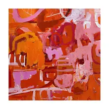 抽象手描き油絵装飾画【赤色・アメリカンスタイル・リビング・玄関・ダイニング・寝室用】