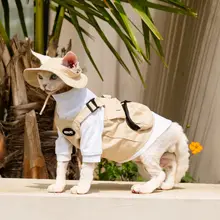 猫用 ベスト ハーネス機能付き 防水生地 スフィンクス デボンレックス 無毛猫 アウトドア キャンプ お散歩