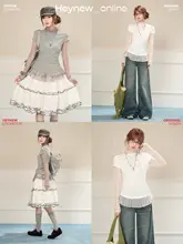 甘美なメッシュ切替のハイネックTシャツ【春用・レイヤードスタイル・女性用】