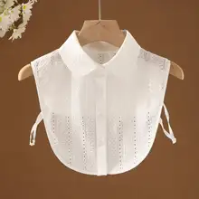 レディース リブ襟 レース装飾付きニットインナー用 フェイクカラー【刺繍・フリルデザイン・ハイネック】