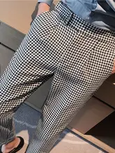 千鳥格子デザインのハイウエストパンツ【メンズ・スリムフィット・カジュアルスタイル・イタリアンおしゃれ】（セットアップ対応）