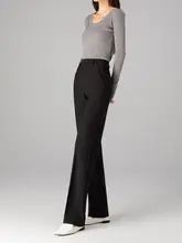 高腰ストレートパンツ【女性用・通勤・秋冬・極上の柔らかさ・ダークブルー】