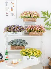 造花 アーティフィシャルフラワー 木製フェンス 天然木 手作り インテリア 飾り 置物 部屋飾り 上質