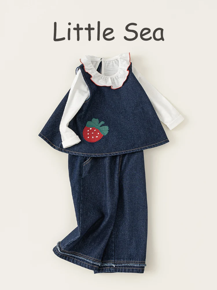 16°Cから26°Cの気温で着るべき子供の服は？秋のレトロフランス風デニムセットアップが解決する理由