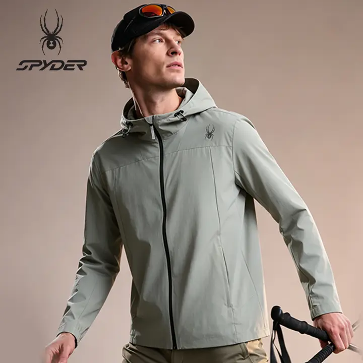 春夏用 メンズ スポーツジャケット【フード付き・ジップアップ・カジュアルデザイン】