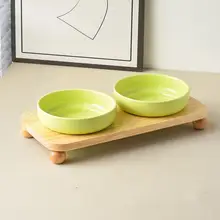 猫用陶器食器セット【防打翻・ペット用・飲水と食事用・首を守るデザイン】