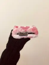 秋冬用 フワフワ素材 ピンクハートデザイン 折りたたみスマートフォンケース【個性的なカー トンデザイン】