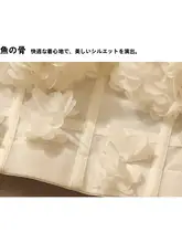 フラワー刺繍デザイン ビスチェ風キャミソール【甘美で立体的・ショート丈】（セットアップ対応）