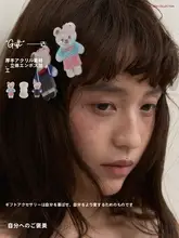 春のピクニック小熊のリボンデザインアクリルヘアクリップ【かわいらしいハーフアップ用】