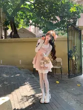 フリルデザインのピンクワンピース【スイートスタイル・春夏用・ウエストシェイプ】
