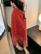 フラワープリント半身裙とカーディガン【フレンチロマン風・薄手・セットアップ対応】