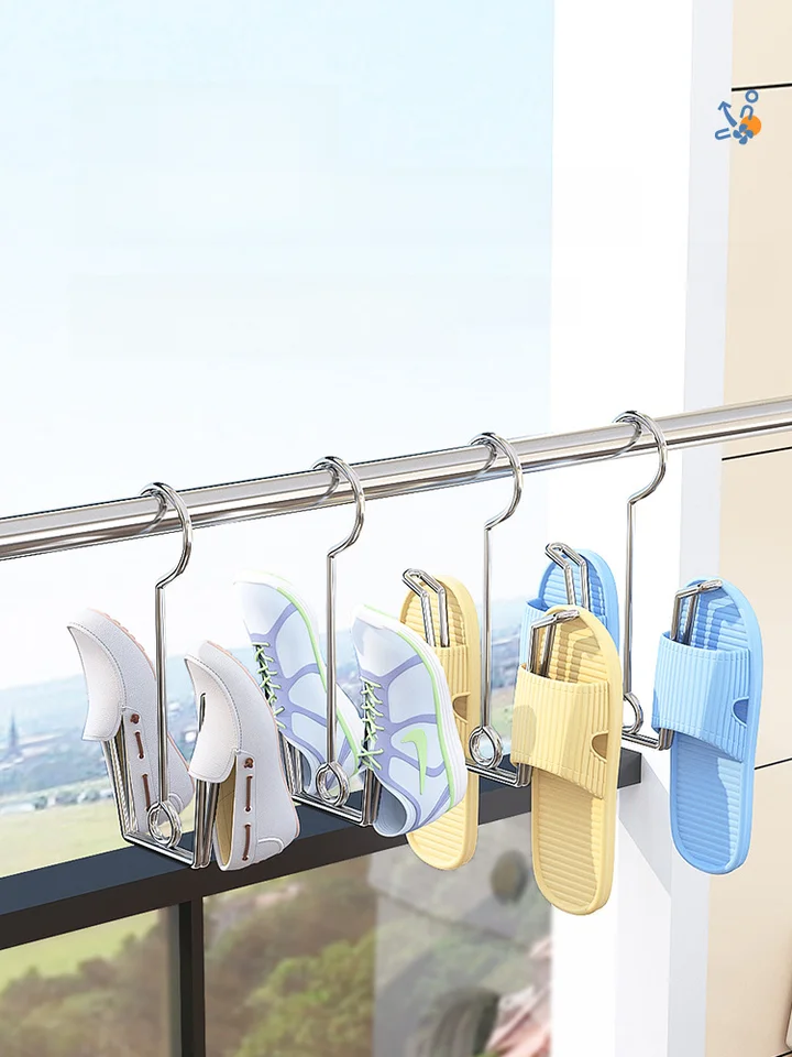 ステンレス製 シューズラック【屋外用・靴干しフック・防風設計】
