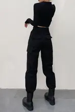 高ウエスト 黒色カジュアルジョガーパンツ【女性用・フィット感・秋冬用】