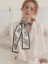 猫科動物デザインのサテンストール【桑蚕丝・首に巻ける】