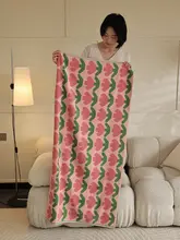 チューリップ柄のロングパイルコットンフェイスタオル【柔らかい・吸水性抜群・家庭用】