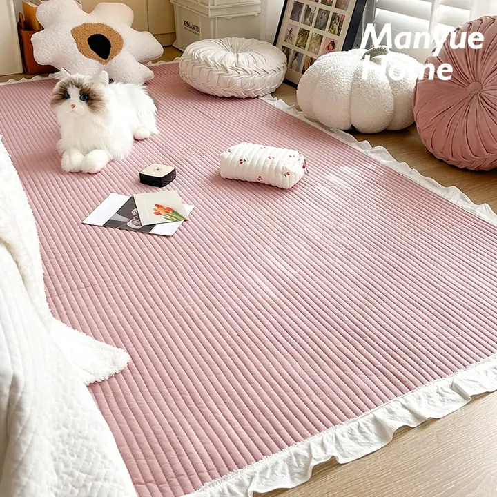 M.life ペリ ピンク 壁打ち全棉 ラグ【リビング用・ソファマット・畳用】