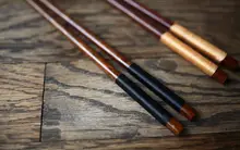 ヴィンテージスタイルの尖頭チーク木製箸【手作り・シンプルデザイン】