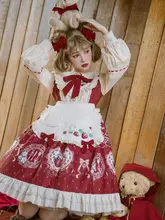 ストロベリーダイアリー ロリータスタイル ワンピース【長袖・エプロン付き・ケープデザイン】
